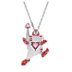 In celebration of Disney’s classic tale, this whimsical pendant is made for joyful styling. The rhodium-plated design features an animated playing card, adorned with red and clear crystals, with a dancing heart-shaped Swarovski Zirconia at the center. Worn on a delicate chain, the piece includes an elongation with a single Swarovski Zirconia. A perfect way to express your playful side. Short Pendant Necklace, Pink Watch, Blue Watches, Disney Jewelry, Delicate Chain, Clear Crystals, Playing Card, Single Earring, Metal Bracelets