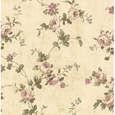 an old fashioned wallpaper with flowers on it