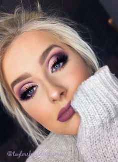 Eyeshadow Brown Eyes, Trucco Smokey Eye, Makeup Eyeshadow Brown Eyes, Eye Makeup Cut Crease, Makeup Cantik, Eyeshadow For Blue Eyes, Purple Eye Makeup, Glitter Eye Makeup, Purple Makeup