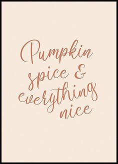 the words pumpkin spice and everything nice written in copper ink