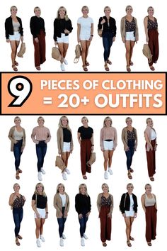 the top 10 pieces of clothing for women in different colors and sizes, with text overlay