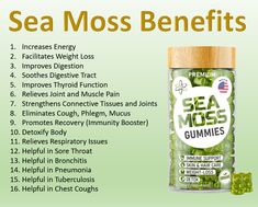 an image of sea moss gummies in a jar with the words sea moss benefits