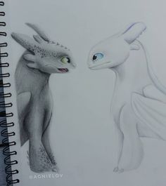 a drawing of two white dragon facing each other with their heads touching one another's forehead