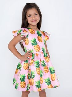 Pineapple Print Dress for Girls - CHASING FIREFLIES Whimsical Dress, Cute Pineapple, Tropical Dress, Dress For Girls, Pineapple Print