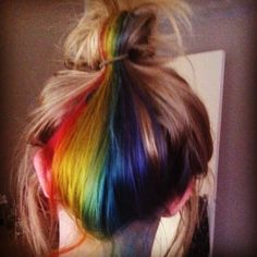 Hidden Rainbow Hair, Peekaboo Hair, Fantasy Hair, Colorful Hair, Pastel Hair, Colored Hair, Dye My Hair, Rainbow Hair, Cool Hair Color