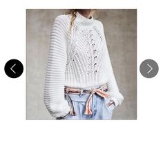 Nwt Never Worn. Perfect Condition. Free People White Mock Neck Sweater. Xs Listed As 15 Cheaper Than I Got It For Full Price Last Fall And It’s Adorable!!! Dramatic Sleeves, Vogue Knitting, Style 2023, Beautiful Sweater, Dress The Population, Free People Sweaters, Garter Stitch, Chunky Knits Sweater, Free People Sweater