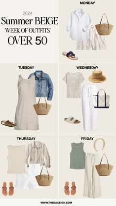 Coastal Summer Outfits for Women Over 50 Summer Outfits California Style, Italian Holiday Clothes, Florida Trip Capsule Wardrobe, Summer Capsule Wardrobe Over 50, Vacation Capsule Wardrobe 2024, Coastal Fall Outfits 2024, Cruise Outfits For Women Summer, Europe Summer Capsule Wardrobe 2024