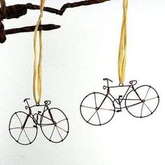 Creative Alternatives Holiday Set of Two Handmade Wire Bicycle Ornaments - Creative Alternatives 3d Wire Sculpture, Artisan Decor, Metal Ornaments, Crafts From Recycled Materials, Artisan Gift, Heart Quilt, World Crafts, Wire Sculpture, Wire Crafts