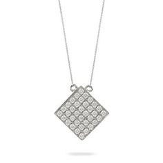 0.36ctw Diamond Necklace, 14K White Gold Dove Jewelry, Square Pendant Necklace, Gold Diamond Necklace, Square Pendant, Diamond Fashion, White Diamonds, Paloma, White Gold Diamonds, Diamond White