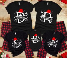 Family Christmas Shirts, Monogrammed Christmas Shirt, Family Christmas Name Shirt,  Personalized Christmas Shirt, Christmas Shirt With Name. ✅ Please read description and check photos for more information! ⭐ How to place an order:  1) Select the size and color. 2) Select the quantity of shirts. 4) Add to Cart 👉 Shipping: 1-3 days. ✅ If you have any problem with your order, please contact me. I'm happy to help.  🌸 Care Instruction: Please wash inside out with warm water and don't put dryer, do Christmas Monogram Shirt, Personalized Christmas Shirts, Family Christmas Pictures, Christmas Names, Christmas Monogram, Family Christmas Pajamas, Family Christmas Shirts, Christmas Family, Holiday Shirts