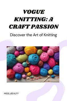 a book cover with balls of yarn and knitting needles