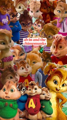 the chipmuns are all dressed up in their favorite costumes and poses for this poster