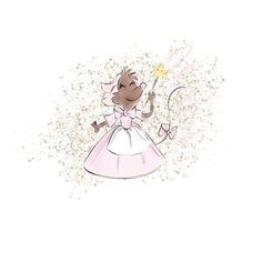 a cartoon character in a pink dress holding a wand