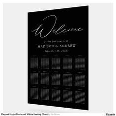 a black and white wedding welcome card