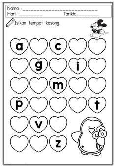 a worksheet with letters and numbers for children to learn in the language of love