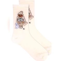 One Size Fits All Winter Bear With Husky White Sock Christmas Socks White, Husky White, Ralph Lauren Socks, Ralph Lauren Winter, Navy Socks, Winter Bear, Holiday Socks, Polo Ralph Lauren Women, Blue Socks