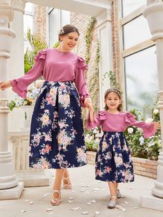 Mom Daughter Outfits, Daughter Outfits, African Attire Dresses, Mother Daughter Outfits, Cheap Kids Clothes, Toddler Fall, Red Violet, Designer Outfits, Mom Dress