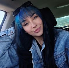 Blue And Purple Hair With Bangs, Navy Blue Hair With Bangs, Teal Hair With Bangs, Blue And Black Hair With Bangs, Dark Blue Roots Black Hair, Blue Black Hair With Bangs, Blue Fringe Hair, Short Blue Hair With Bangs, Colored Bangs Black Hair