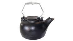 a black tea pot with a metal handle