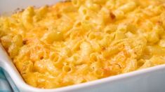 a casserole dish with macaroni and cheese