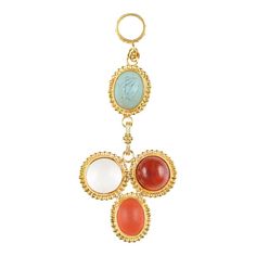 This is part of Chairish’s Fine Jewelry assortment.  A lovely multi-colored drop pendant for necklace made from Roman glass (400 to 500 AD) set within a custom 21 k gold pendant with gold bead accents and 21 k gold bail. Pendant measures 1 7/8" tall (including bail), 9/16" wide and 1/8" deep. Roman Glass, Drop Necklace, Drop Pendant, Gold Beads, Gold Pendant, Brooches, Jewelry Necklace Pendant, Jewelry Collection, Fine Jewelry