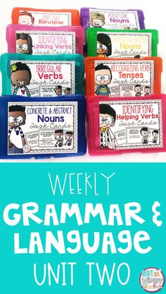 several different types of language books with the words weekly in front of them and an image of