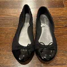 Black Quilted Flats With Patent Toe Size 5.5 Marona Never Worn Nwot Fitted Black Spring Flats, Black Fitted Round Toe Flats, Fitted Black Slip-on Flats, Black Quilt, Shoes Black, Flat Shoes Women, Loafer Flats, Black Shoes, Loafers