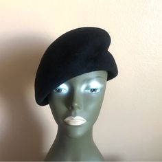 An Elegant Parisienne Beret Is Hand-Sculpted In Fine Black Velour Fur Felt From Czech Republic With Adjustable Head Size . The Hat Block For This Shape Is Hand- Carved In Paris By The Master Block Maker La Forme . Handmade In Usa By Ariane Millinery Classic Beret With Curved Brim, Elegant Fitted Beret, Classic Fitted Beret With Curved Brim, Elegant Fitted Beret For Parties, Elegant Black Beret For Party, Classic Fitted Cloche Hat For Evening, Classic Fitted Beret With Short Brim, Evening Wool Hats, Formal Fitted Cloche Hat With Structured Crown