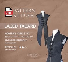 an advertisement for a women's corset sewing pattern with the text laced tabard