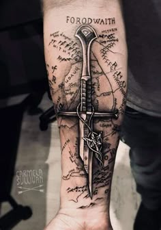 Hobbit Tattoo, Tolkien Tattoo, Viking Tattoos For Men, Lotr Tattoo, Viking Tattoo Sleeve, Map Tattoo, Lord Of The Rings Tattoo, Rings Tattoo, Map Tattoos