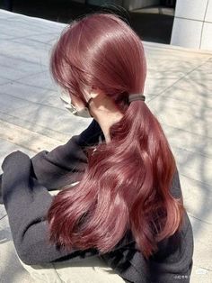 Cherry Pink Brown Hair, Dusty Red Hair Color, Pinky Brown Hair, Ash Red Hair Color, Hachi Hair Color, Light Cherry Brown Hair, Wine Color Hair, Pink Brown Hair