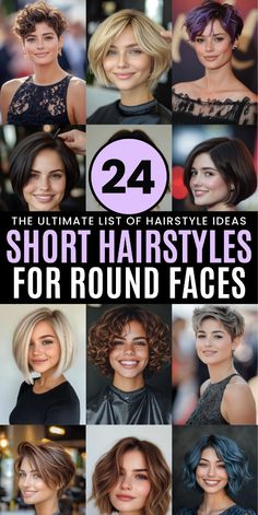 Click for More ➡️ | Save for Later ❤️  Searching for the ideal short hairstyle to complement your round face? Explore 26 stunning cuts and colors designed to enhance your features and keep you stylish. From edgy pixies to chic bobs, these hairstyles will transform your look and boost your confidence.  #ShortHair #RoundFace #HaircutIdeas #HairTrends2024 #PixieCut #BobCut #LayeredHair #Balayage #HairColorIdeas #StylishHaircuts Women Short Hairstyles For Round Faces, Women Haircuts For Round Faces, Short Hairstyle Women Round Face Over 50, Long Pixie Haircut Round Face, Cute Short Hairstyles For Round Faces, Short Hairstyle Women In 30s, Short Hairstyle For Rounded Face Women, Short Pixie For Round Face, Short Hair For Fine Hair And Round Face