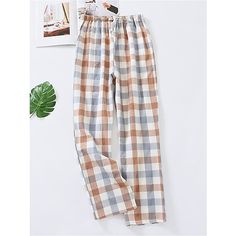 Season:Winter,Fall; Fabric:Cotton; Sleeve Length:Long Pant; Gender:Women's; Nightwear Style:Loungewear,Pants,Lounge Pants; Style:Casual,Fashion,Soft; Elasticity:Micro-elastic; Occasion:Street,Airport,Home,Daily; Age Group:Adults; Function:Breathable; Pattern:Grid / Plaid; Design:Elastic Waist; Listing Date:08/18/2023; Hips:; Length:; Waist: Sundress Outfit, Pijamas Women, Red Bandage Dress, Gym Suit, Slim Sweater, Womens Pajamas Pants, Plaid Fashion, Plaid Pants, Cotton Pants