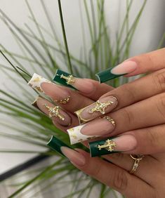 Green Acrylic Nails, French Acrylic Nails, Square Acrylic Nails, Funky Nails, Dope Nails, Best Acrylic Nails