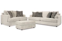 Soletren Stone Sofa, Loveseat, and Ottoman from Ashley - Luna Furniture Soletren Sofa, Stone Sofa, Queen Sofa Sleeper, Sofa Loveseat, Ornate Furniture, Deep Relaxation, Loveseat Sofa, Contemporary Home, Chenille Fabric