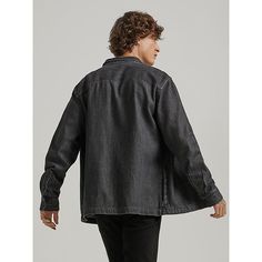 Whether you're looking for something durable enough to work in or just enjoy the rugged look, Lee® has got your back with this denim overshirt. Made with an oversized fit that prioritizes comfort from a soft cotton blend, it's perfect for keeping things comfortable no matter what the forecast says. Plus, detailing such as the square pockets on the front, black button closures, and pointed yoke add a little extra personality to every outfit you wear it with. 60% Cotton, 32% Tencel Lyocell. Grey B Black Casual Utility Jacket With Relaxed Fit, Dark Wash Relaxed Fit Utility Jacket, Washed Black Relaxed Fit Outerwear For Everyday, Casual Dark Wash Relaxed Fit Utility Jacket, Relaxed Fit Washed Black Denim Tops, Denim Utility Shacket With Relaxed Fit, Washed Black Denim Tops Relaxed Fit, Washed Black Long Sleeve Denim Jacket For Everyday, Relaxed Fit Long Sleeve Denim Jacket For Casual Gatherings