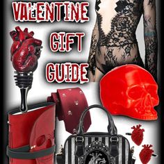 the valentine gift guide for women is available in red, black and white colors with an image of a woman's torso