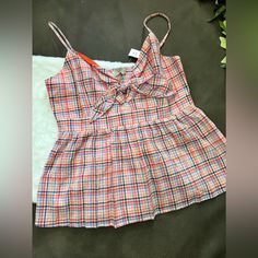 Size Small New With Tags $49.50 Retail Casual Summer Plaid Tops, Casual Plaid Summer Tops, Plaid Tops For Spring Picnic, Plaid Tops For Spring, Plaid Tops For Beach Outings In Spring, Spring Casual Tops For Picnic, Plaid Tops For Beach And Spring Season, Casual Summer Tops For Picnic, Casual Tops For Spring Picnic