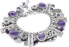 This enchanting silver Irish charm bracelet, The Celtic Knot, is vintage inspired jewelry and includes images of variations of the Celtic Knot. Spirals, step patterns, and key patterns are dominant motifs in Celtic Knots. Most ancient knots have no beginning or end and can reminded us of the cycles of life with birth and rebirth. #irish #celticjewelry #celticknot #stainlesssteel #engravedjewelry #engraving #amethyst Crown Frame, Silver Earrings Outfit, Cycles Of Life, Celtic Knot Bracelet, Celtic Knot Jewelry, Fairy Charms, Unique Bands, Celtic Knots, Irish Jewelry