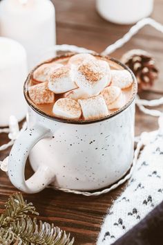 hot chocolate with marshmallows in a mug