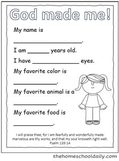 a printable worksheet for children to learn how to read the words god made me