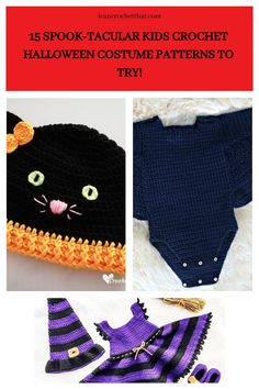 crochet halloween costumes for kids with text overlay