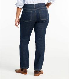 Women's True Shape Jeans, Straight-Leg | Straight at L.L.Bean Classic Non-stretch Straight Leg Jeans, Classic Dark Wash Jeans For Everyday, Everyday Straight Leg Denim Bottoms, Straight Leg Jeans With Five Pockets For Everyday, Classic Straight Leg Bottoms For Everyday, Classic Straight Leg Jeans For Everyday Use, Denim Blue Mid-rise Jeans, Everyday Medium Wash Straight Leg Bottoms, Straight Leg Medium Wash Bottoms For Everyday Use