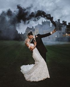 Halloween magic. Our #GLBride Naomi in her customised Galia Lahav #Camilla wedding dress from Browns Bride - we love the drama of a smoke bomb in wedding photos especially when the backdrop is Grittleton House.  Image: www.instagram.com/eriinbrowne/ Corseted Top, Beau Film, Halloween Themed Wedding, Celebrity Nails, Trumpet Dress, Galia Lahav