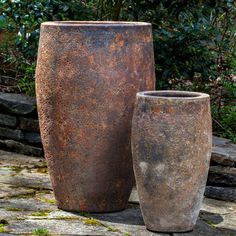 Ta Som Planter Set of 2 in Angkor - Outdoor Art Pros Garden Fountains Outdoor, Campania International, Terra Cotta Pot, Glazed Terracotta, Handmade Planter, Handmade Pot, Terracotta Pot, Tree Service, Fountains Outdoor