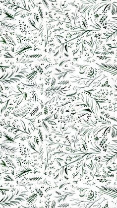 a white background with green leaves and berries on the bottom right corner is an abstract pattern