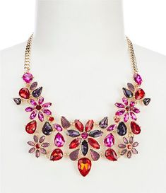 Dillard's Flower Statement Necklace Multicolor Jeweled Beaded Necklace For Party, Jeweled Beaded Necklaces For Party, Elegant Multicolor Beaded Necklaces With Jewels, Elegant Multicolor Beaded Necklace With Jewels, Elegant Multicolor Jeweled Beaded Necklaces, Elegant Multicolor Jeweled Beaded Necklace, Flower Statement Necklace, Tennis Necklace, Statement Necklaces