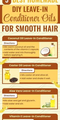 17 Best Homemade Diy Leave-In Conditioners for Smooth Hair #beauty #beautyblogger #beautyblog #beautyful #beautyguru #beautyqueen #beautycare #beautyaddict #beautytips #beautyandthebeast #beautyproducts #BeautySalon #beautybloggers #beautyjunkie #beautygram #beautyofnature #beautylover #beautygirl #beautymakeup #beautyphotography #beautylaunchpad #beautyvlogger #beautycommunity #beautyfull #beautyblender #beautyproduct #beautys #beautyshoot #beautyskin #beautybox Leave In Hair Conditioner, Homemade Conditioner, Homemade Hair Treatments, Vitamin E Capsules, Homemade Hair Products, Homemade Diy, Coconut Oil Hair, Going Natural