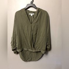 New With Tags! Neutral Army Green Surplice Top, Long Sleeve With High/Low Hem. Front Is Open. Lightweight And Flowy Fabric! Olive Long Sleeve Top For Layering, Chic Olive Long Sleeve Tops, Olive V-neck Tops For Spring, Casual Olive V-neck Top, Casual Green Blouse For Layering, Casual Olive Long Sleeve Blouse, Ami Shirt, White Short Sleeve Blouse, Kaftan Style