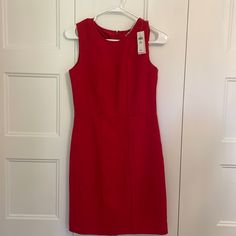 New With Tags Never Worn Zip Up Back Dress Red Sleeveless Dress For Spring Formal, Red Mini Dress For Work, Red Mini Dress For Spring Workwear, Red Mini Dress For Work In Spring, Red Spring Workwear Dress, Red Sleeveless Knee-length Dress For Work, Red Knee-length Sleeveless Dress For Work, Red Spring Dress For Work, Red Sheath Midi Dress For Work